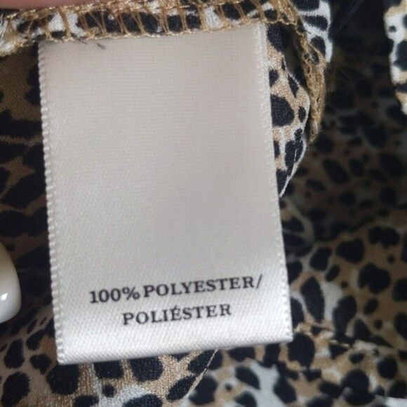 5/$55 Ann Taylor peplum side-zip top - sleeveless - animal print - black trim 8 - Picture 5 of 7